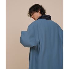 ジャージーメルトン リバーシブル ステンカラー オーバーサイズ コート 