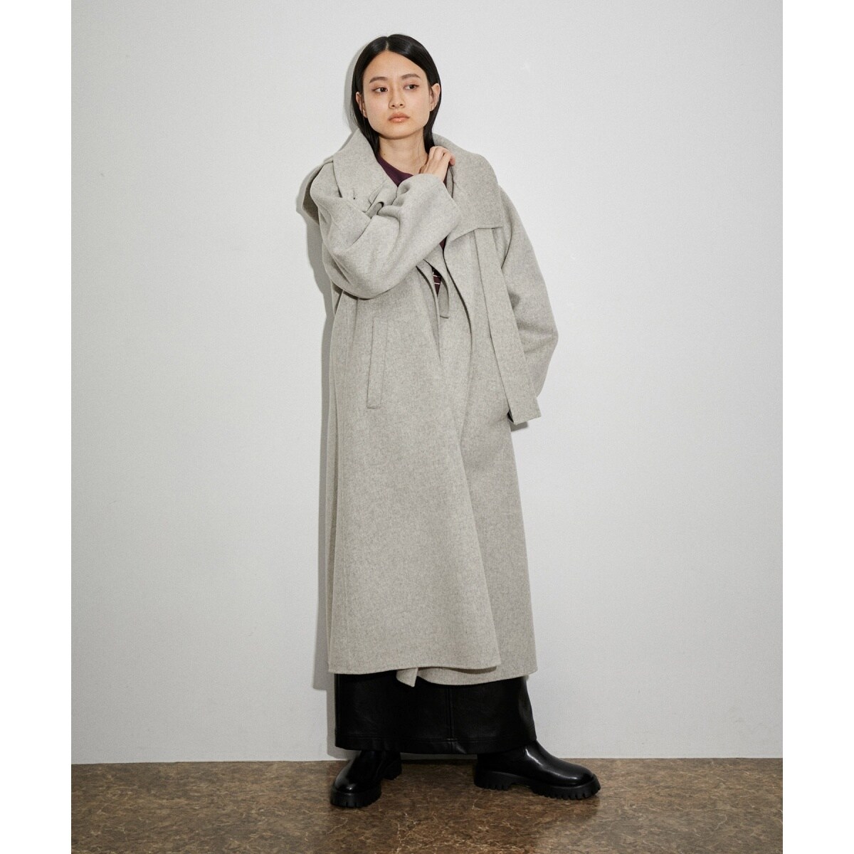 2WAY】スタンドカラーフーデッドリバーコート | アダムエロペ(ADAM ET