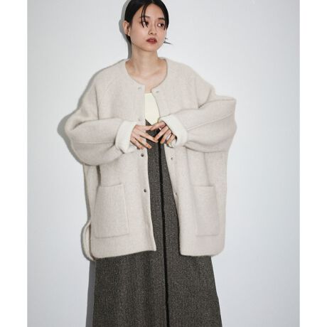 ダブルフェイスファーミドルニットカーディガン | アダムエロペ(ADAM  