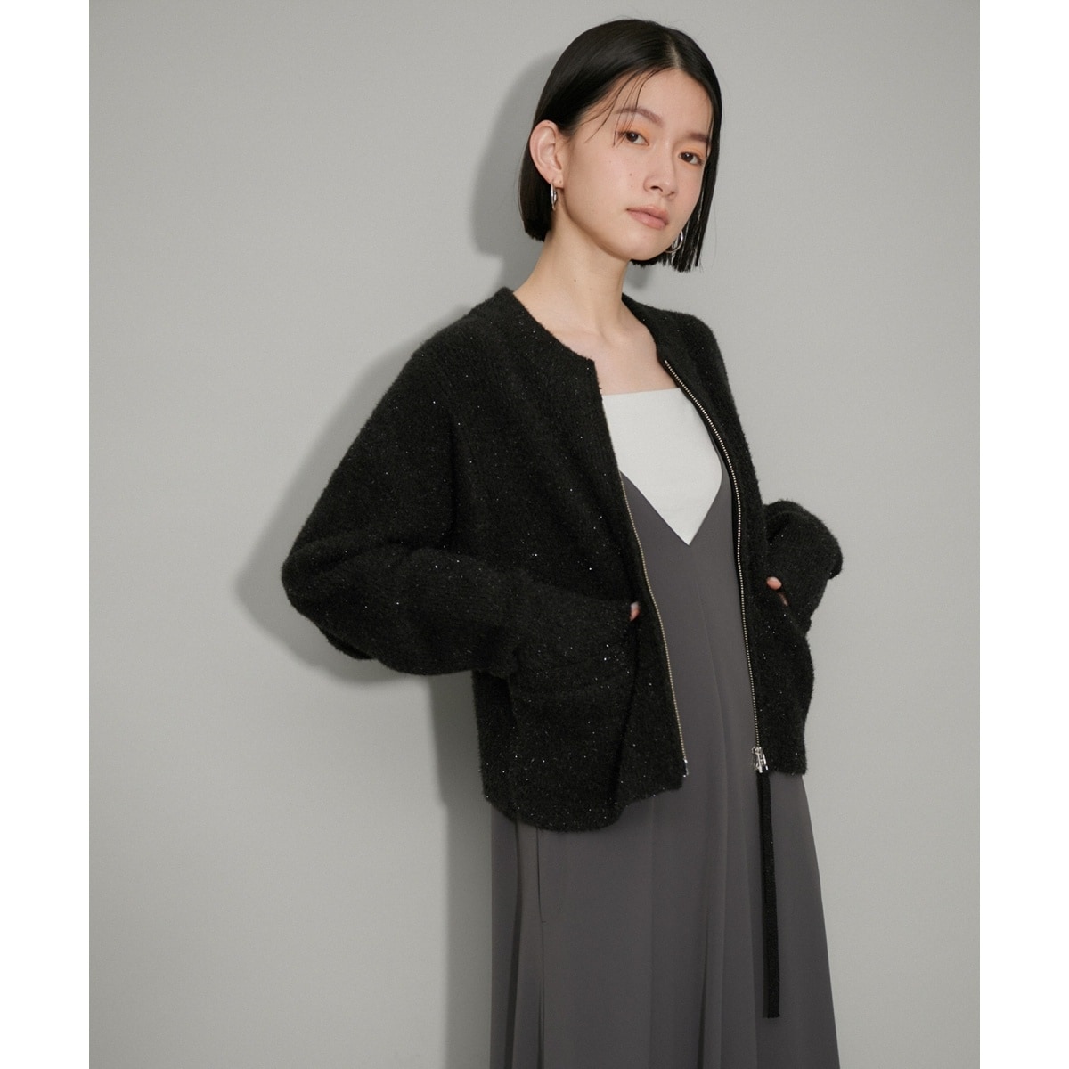 WEB限定・新色追加】ラメニットカーディガン | アダムエロペ(ADAM ET