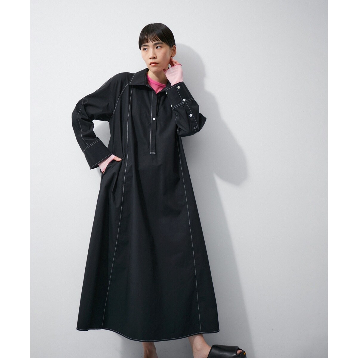ADAM ET ROPÉ FEMME アダムエロペ　テントラインシャツワンピース テントラインシャツワンピース | アダムエロペ(ADAM ET ROPE