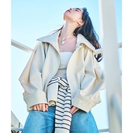 WEB限定】2WAYシルエットミドル丈スタンドカラーブルゾン 