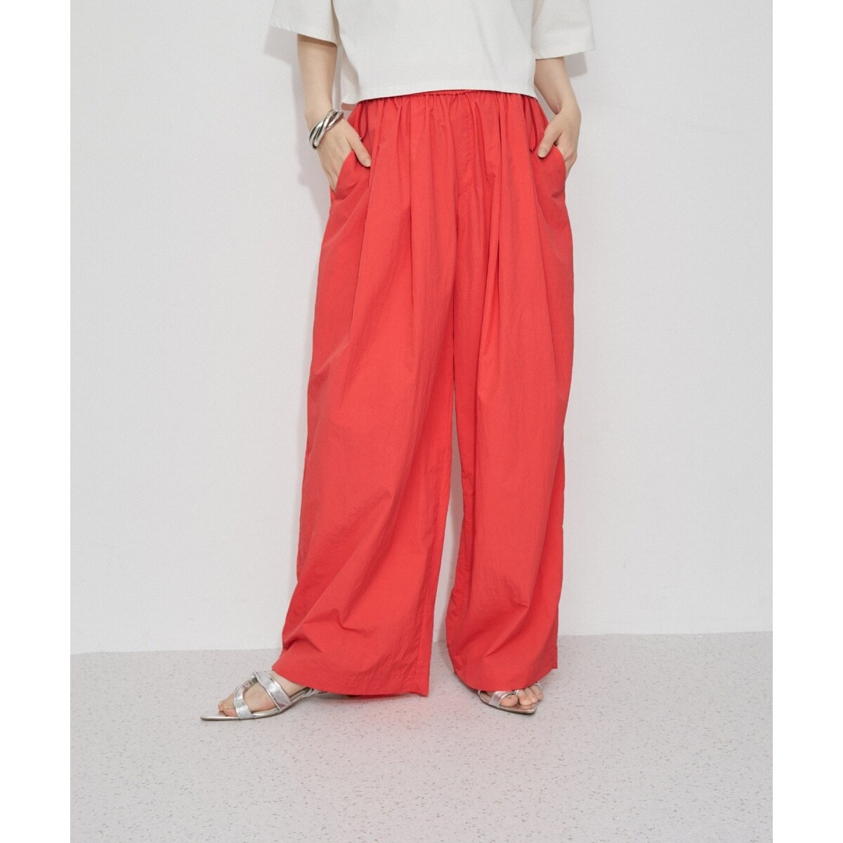 サステナブル・速乾・ストレッチ】撥水ナイロンイージーパンツ