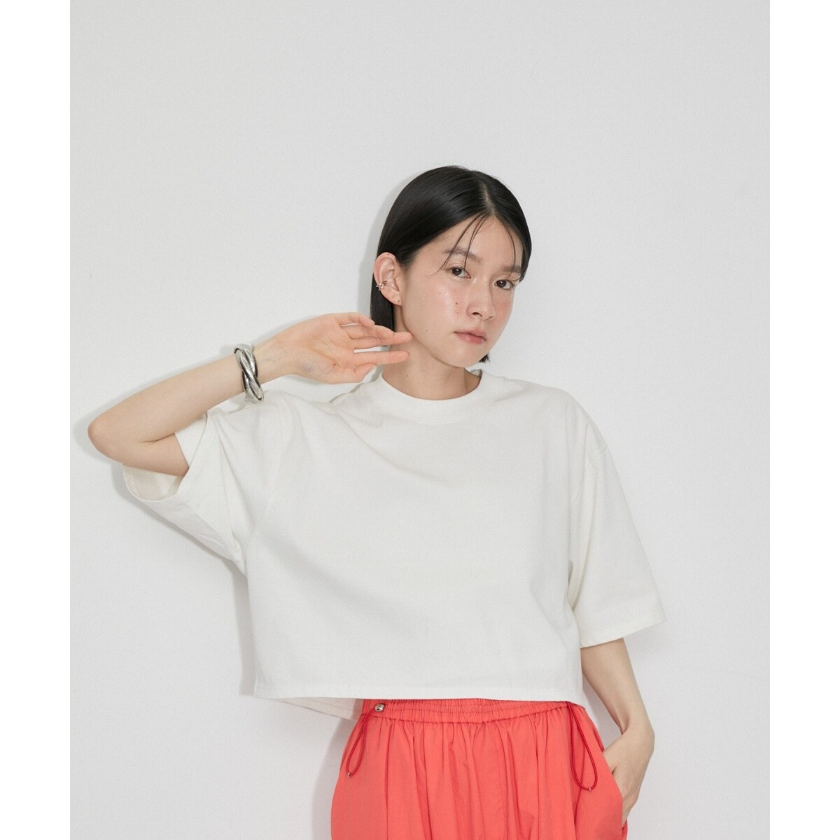 【洗える】クロップドフォルムT S/S tシャツ 洗える】クロップドフォルムT S/S | アダムエロペ(ADAM ET ROPE