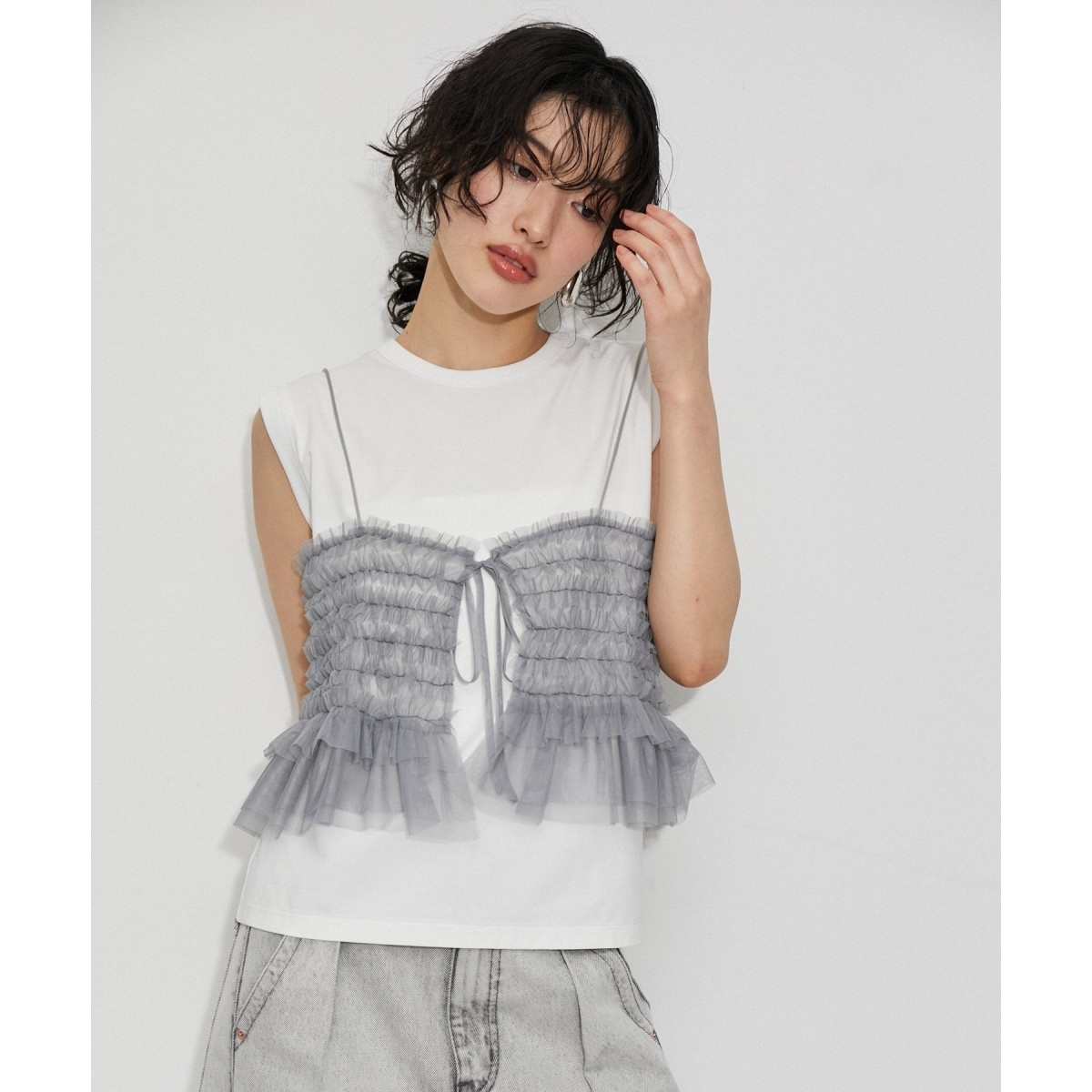 【アダムエロペ】チュールキャミセットTEE サステナブル】チュールキャミセットTEE | アダムエロペ(ADAM ET
