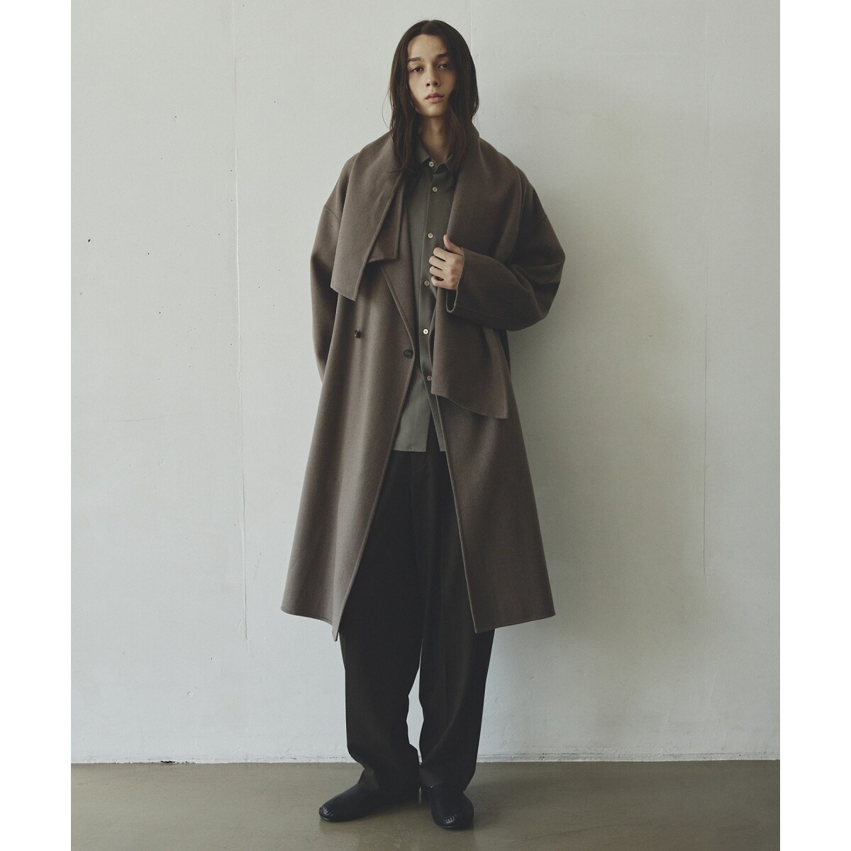 マフラー付き》メリノウール ダブルフェイス セミダブル オーバー