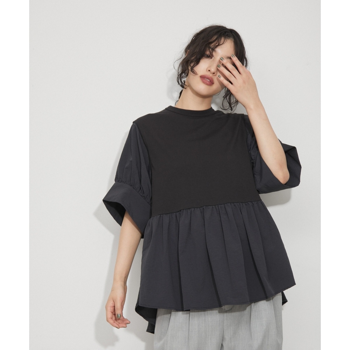 アダムエロペバウンスカフスプルオーバー 再入荷・サステナブル・洗える・UVカット】バウンスカフスプルオーバー