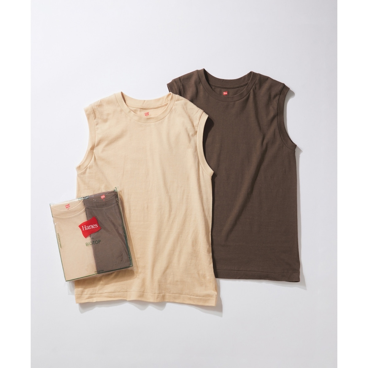 〈定番・人気〉【Hanes for BIOTOP】Sleeveless T-shirts
