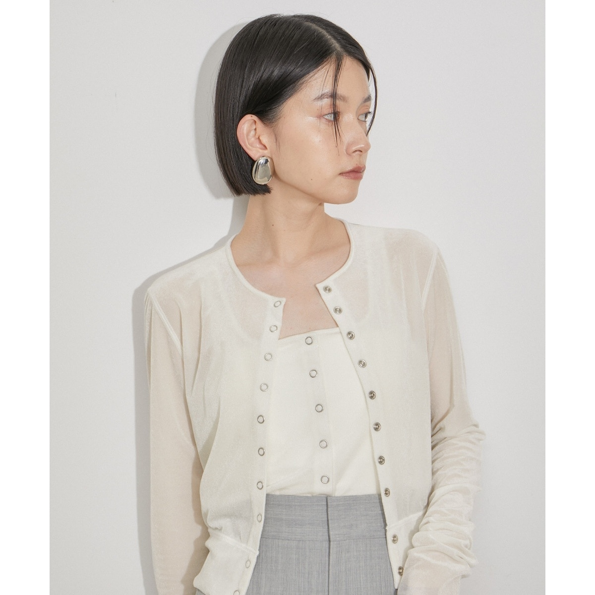 洗える】エッグブローチ付きペプラムカーディガン | アダムエロペ(ADAM