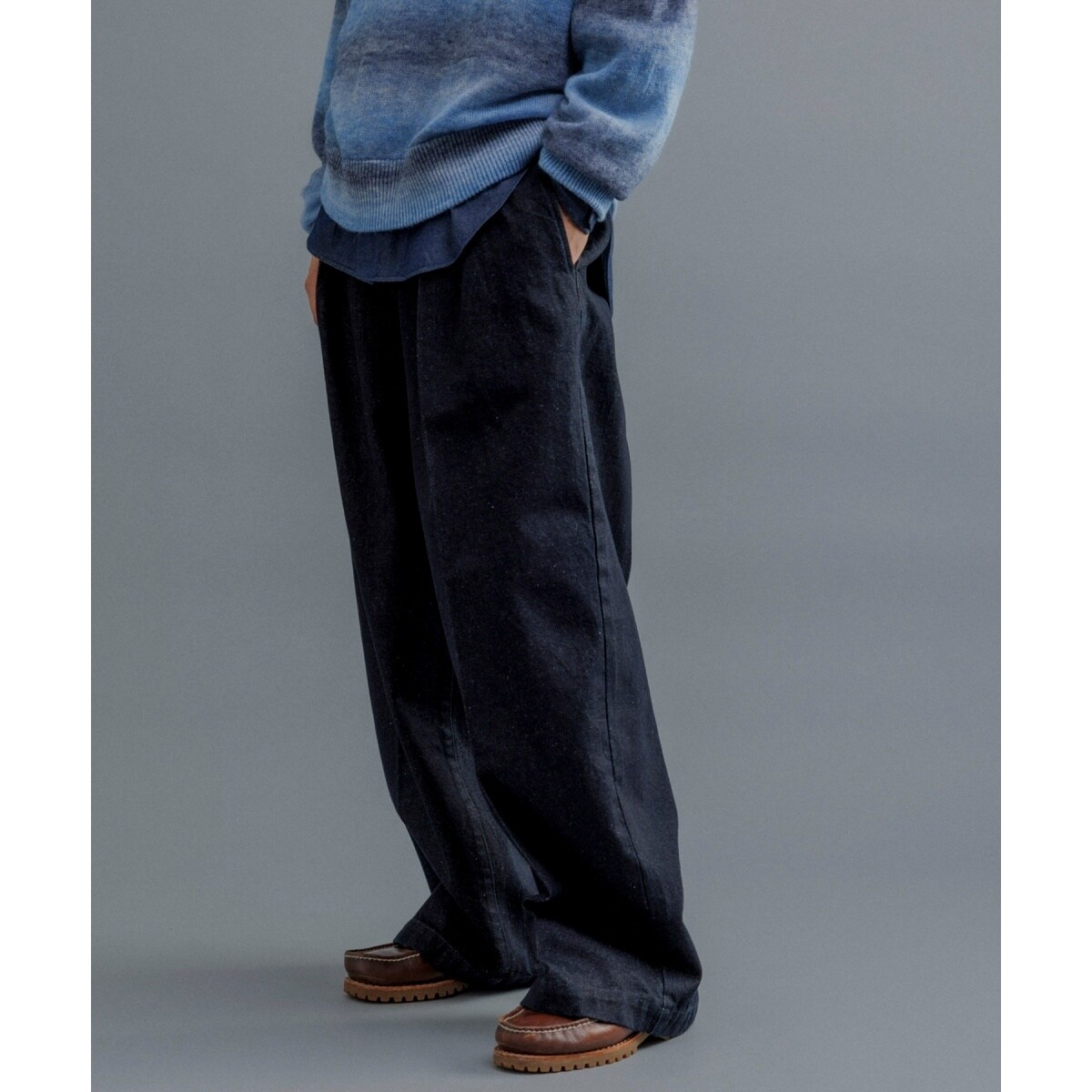 WEB限定】2タック ワイドルーズ ドカンパンツ / デニム / ロング