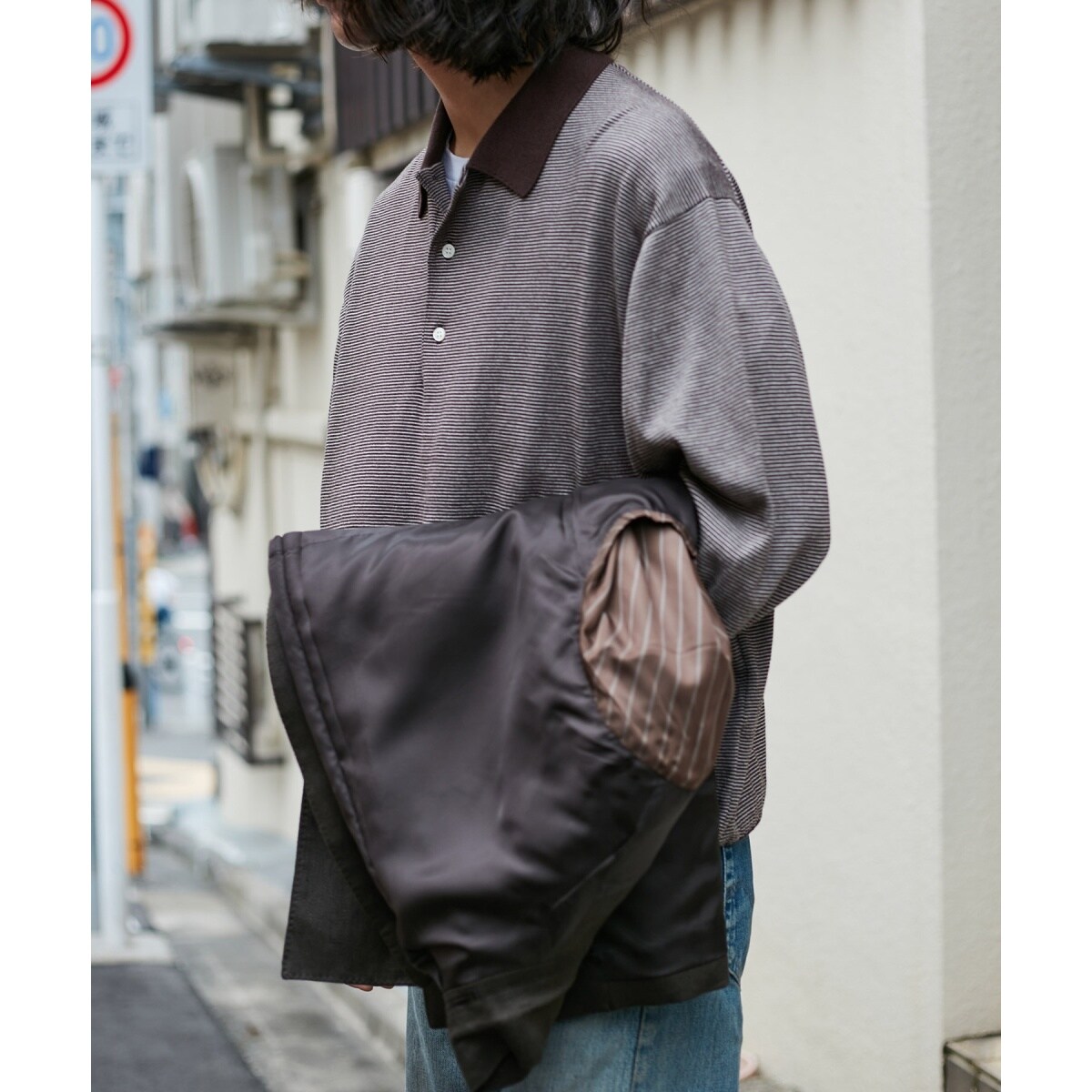 A.PRESSE/アプレッセ】High Gauge L/S Stripe Polo Shirt
