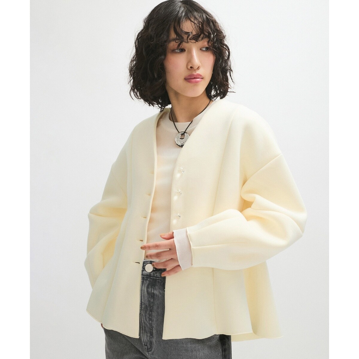 ミックスボタンペプラムカーディガン | アダムエロペ(ADAM ET ROPE