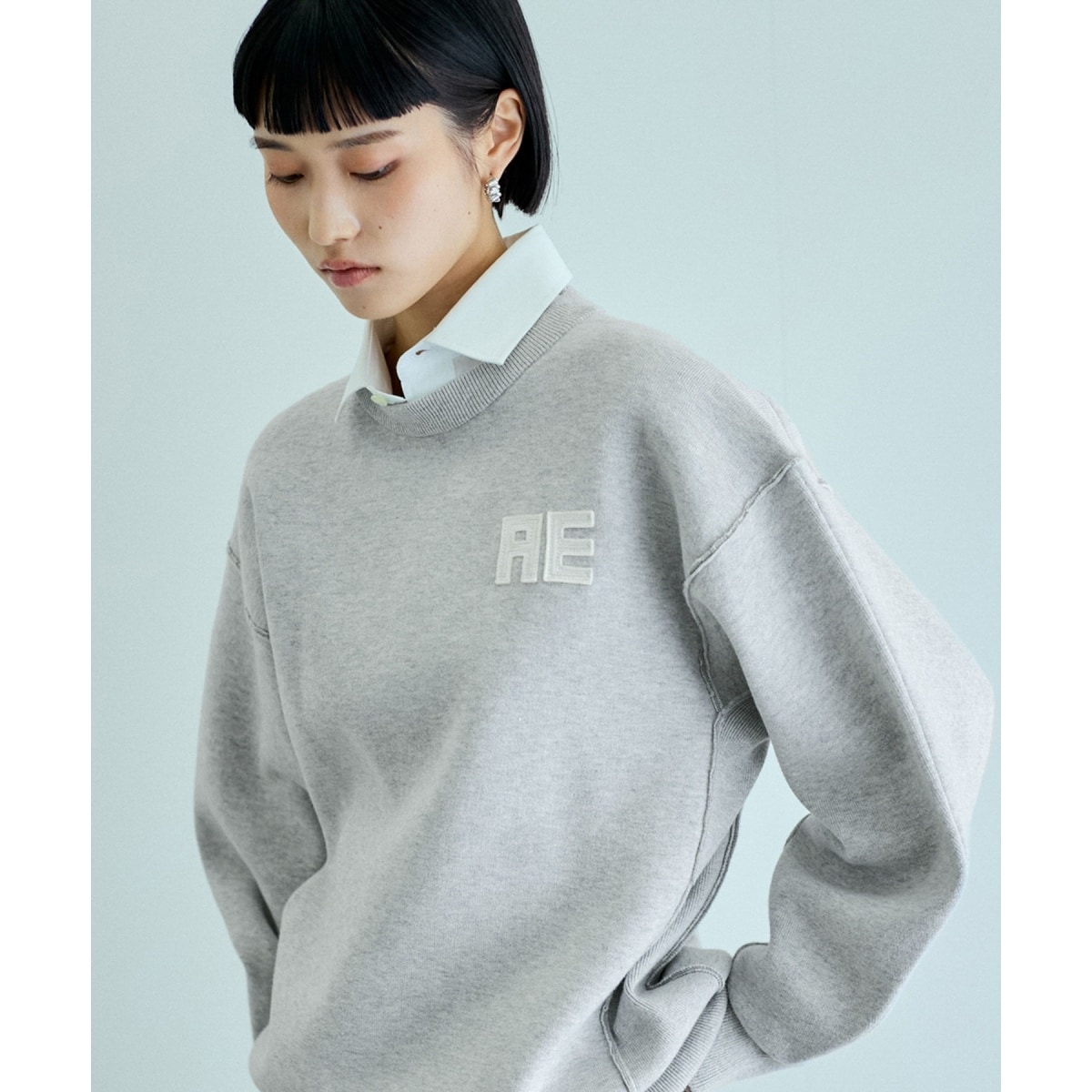 サステナブル　洗える　フェルト刺しゅうニットプルオーバー サステナブル・洗える】フェルト刺しゅうニットプルオーバー