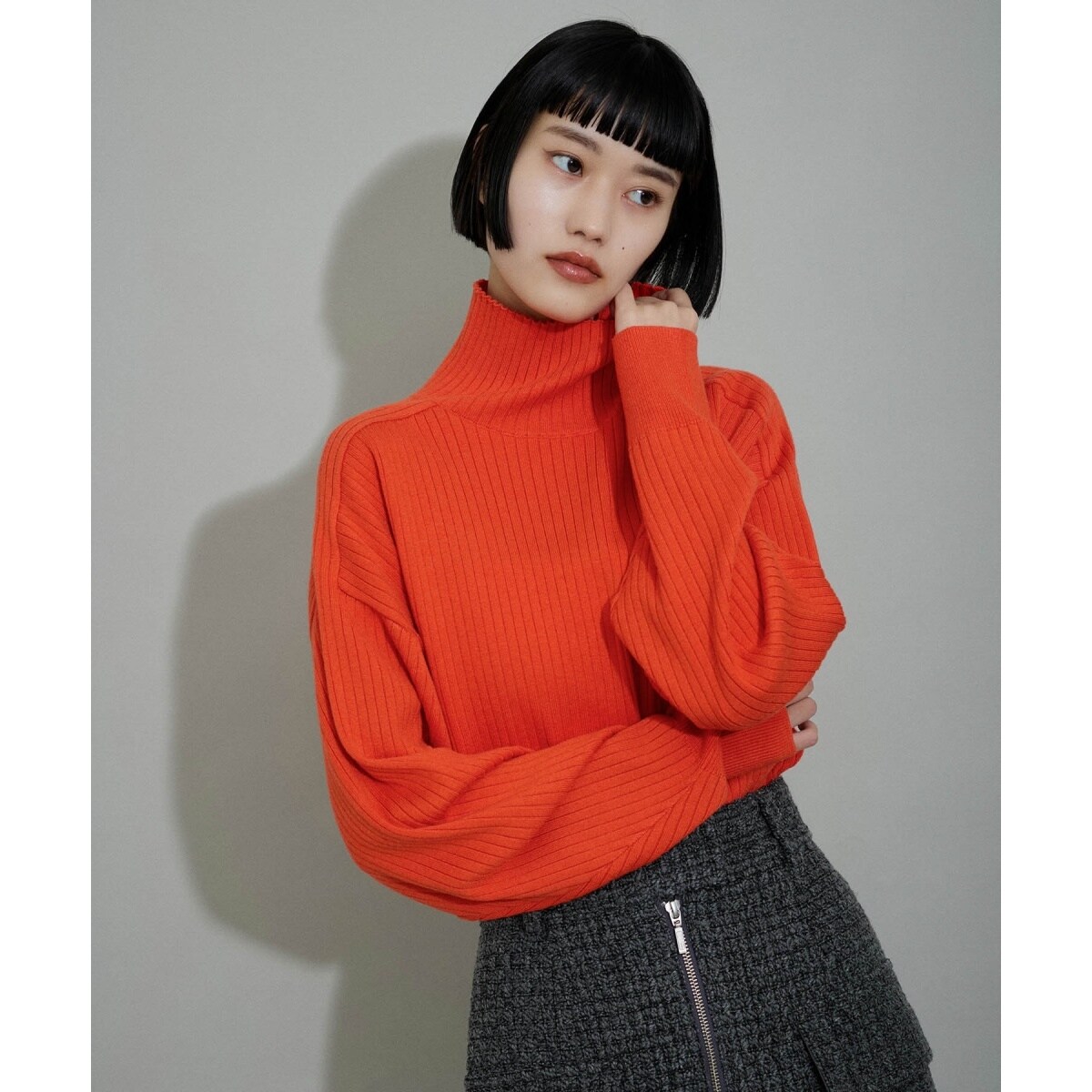 Տᗩᒪᗴ⭐️アダムエロペ 【WEB限定】 WOOL混リブタートル ブラウン WEB限定・洗える】WOOL混リブタートルニット | アダムエロペ(ADAM ET