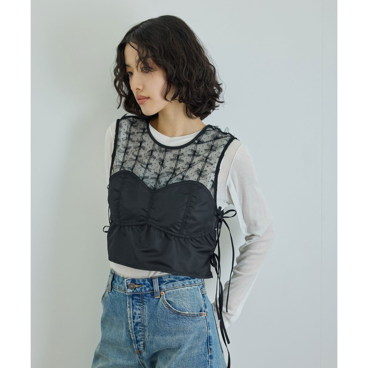 セール 40%OFF】【洗える】チュールパターンベスト(506897268