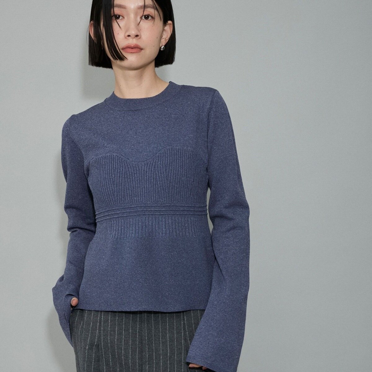 WEB限定・洗える】ビスチェライクパターンニットプルオーバー