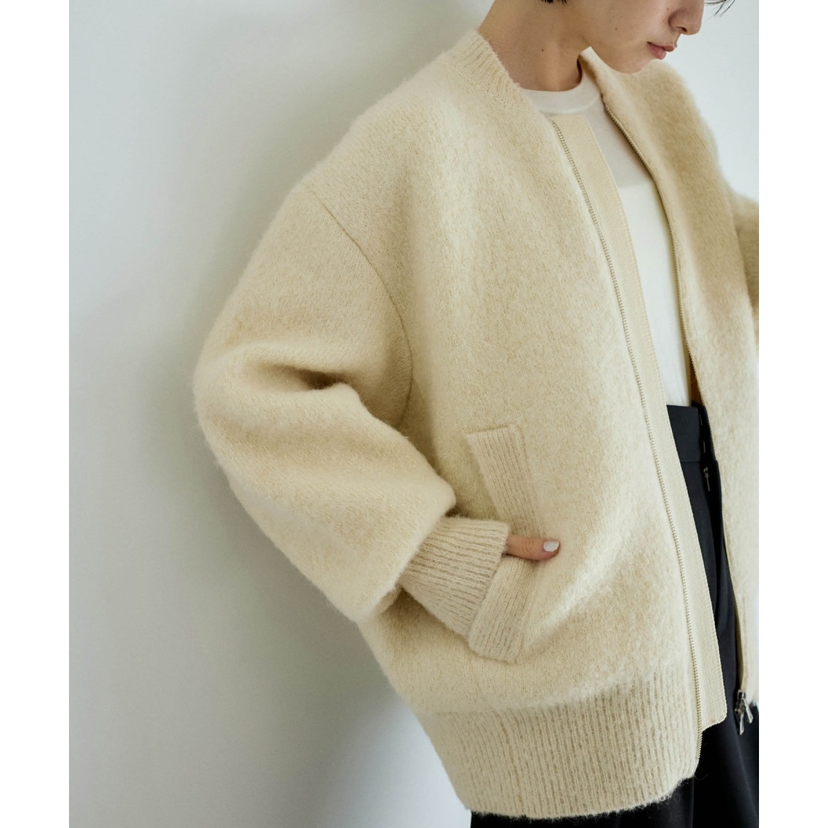 サステナブル】ループフラッフィーニットブルゾン | アダムエロペ(ADAM