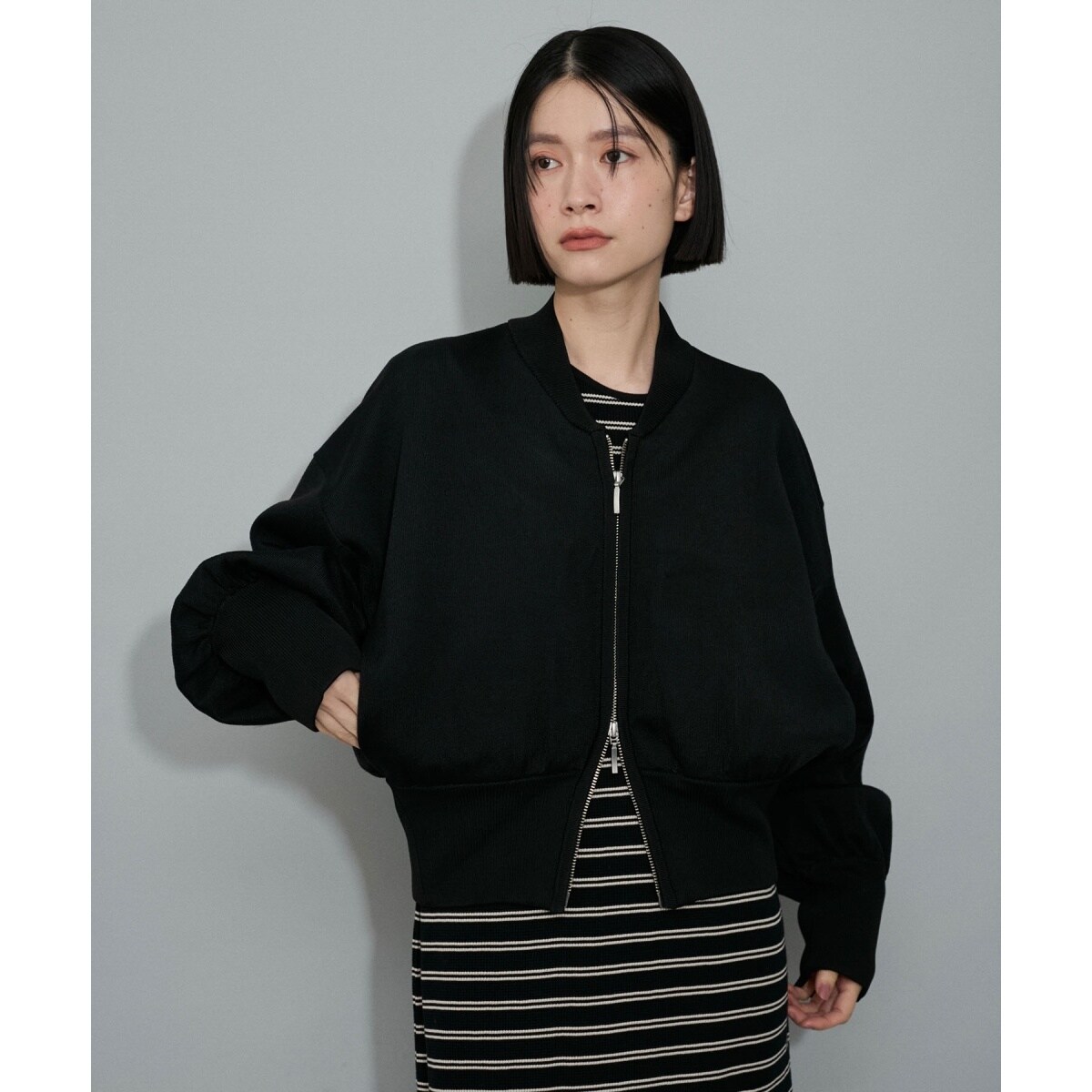 WEB限定・洗える】メタルライクヤーンニットブルゾン | アダムエロペ