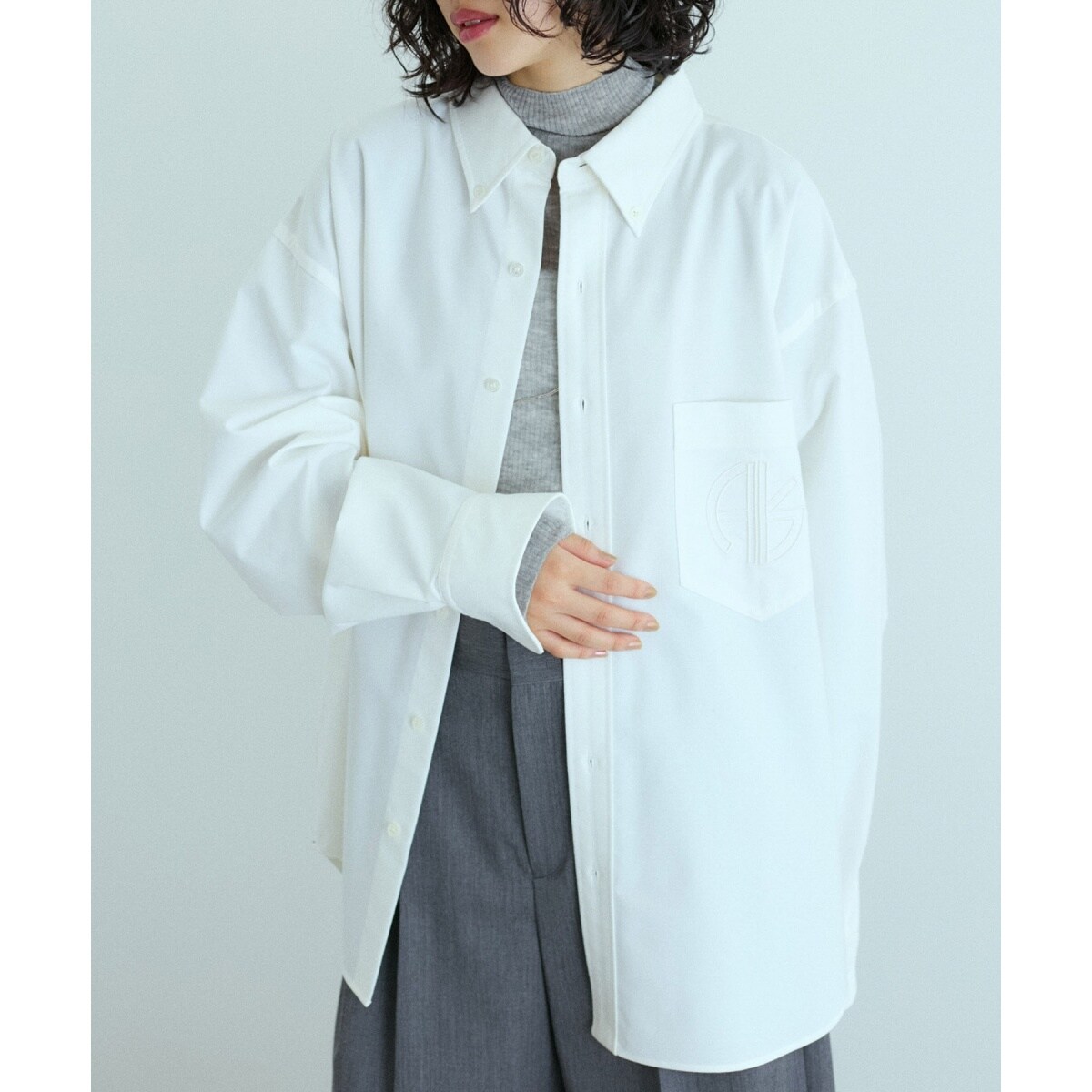 ADAM ET ROPE◆オックスボタンダウンシャツ/長袖シャツ/38/コットン/BLU/無地/GAH-24090-B オックスボタンダウンシャツ | アダムエロペ(ADAM ET ROPE