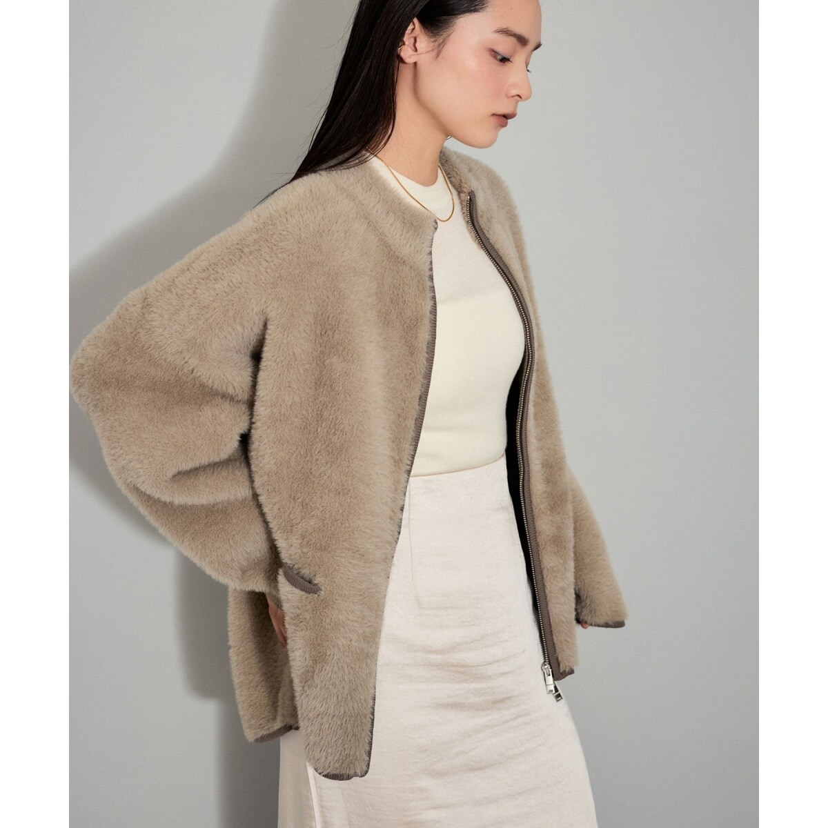 WEB限定】フェザー接結ニットブルゾン | アダムエロペ(ADAM ET