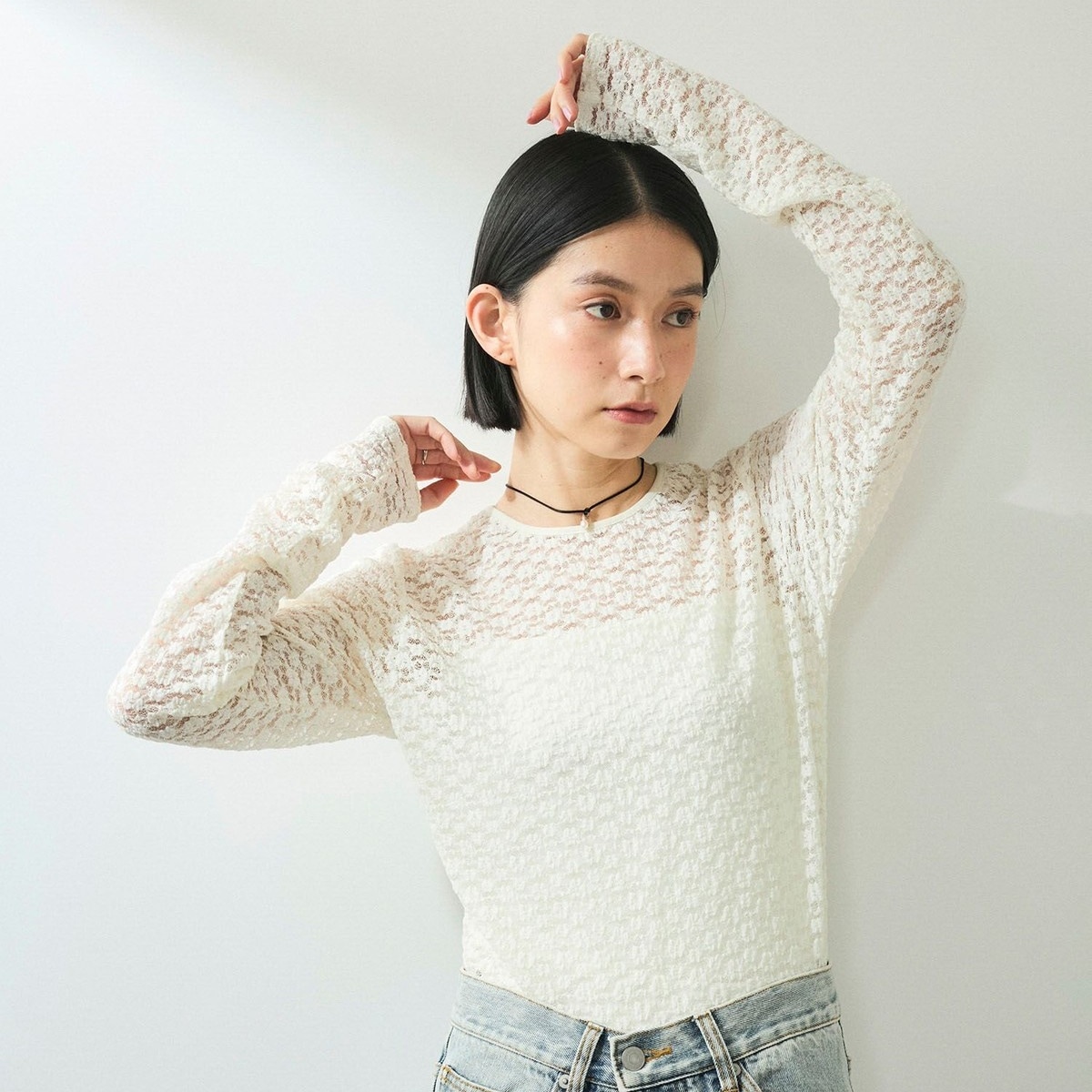 完売品！　アダムエロペ　レースプルオーバー セール】【WEB限定】レースプルオーバー（Tシャツ/カットソー