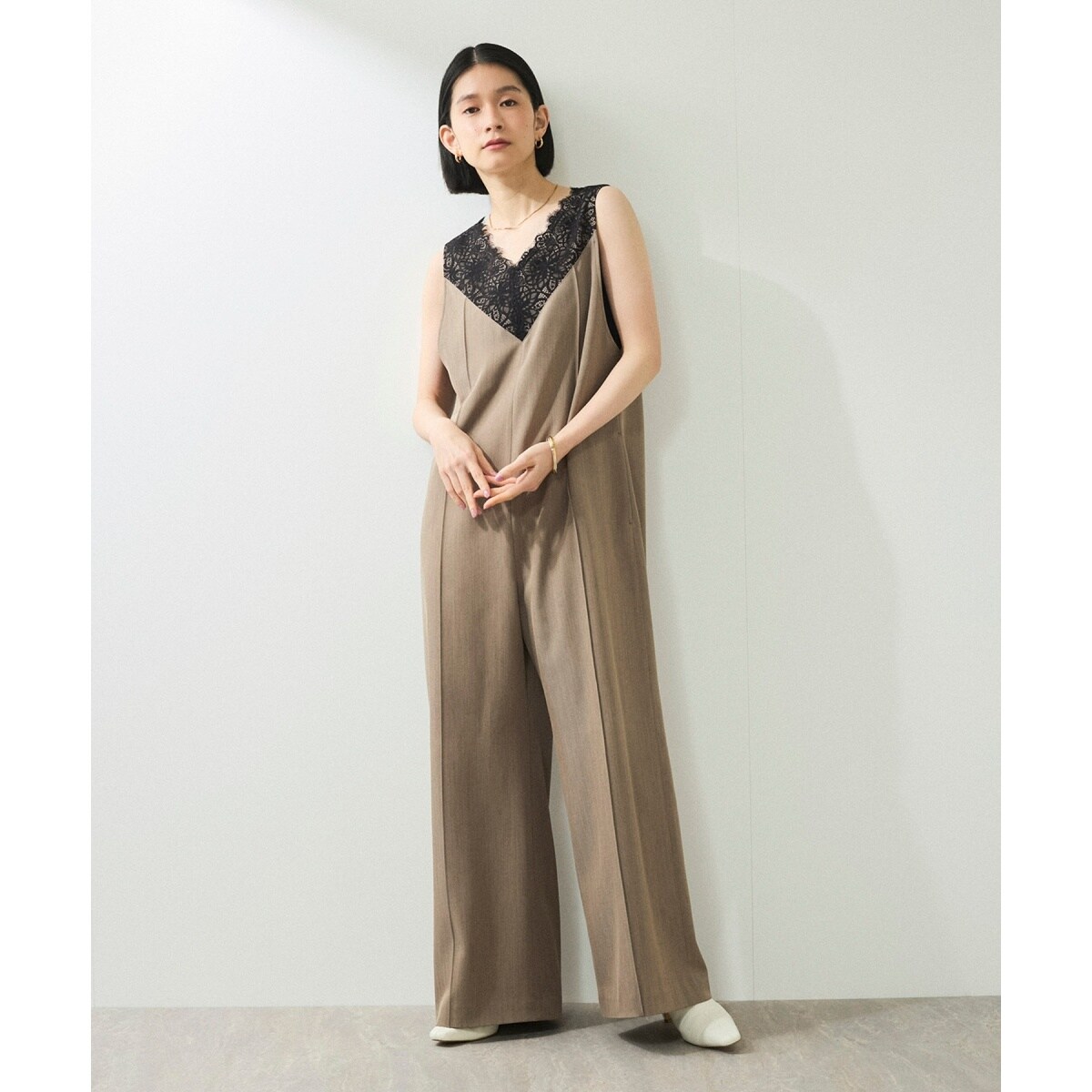 WEB限定】・【オケージョン】Vネックレースオールインワン