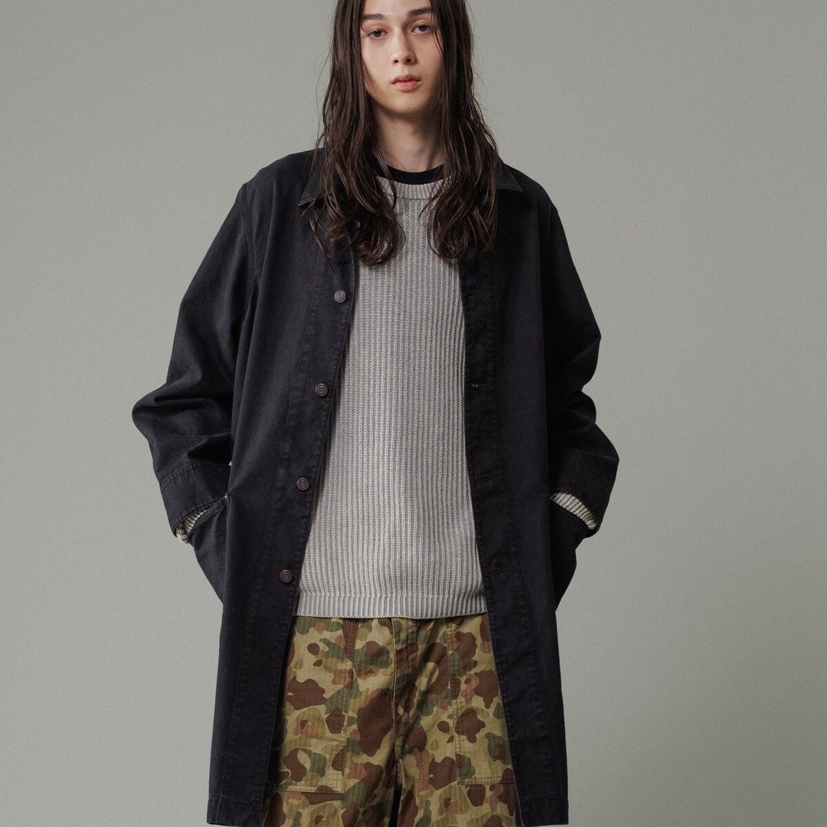 HYBRID TWEED】オーバーサイズ ステンカラーコート 軽量性