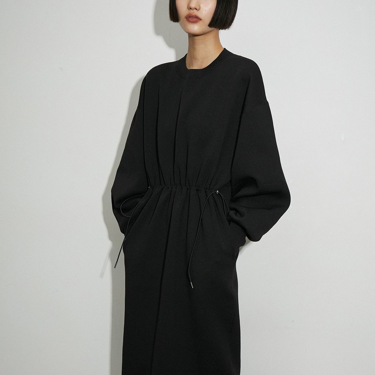 アダムエロペ スウェットコンビベルテッドワンピース ブラック ADAM ET ROPE' ワンピース 「WEB限定」スウェットコンビ