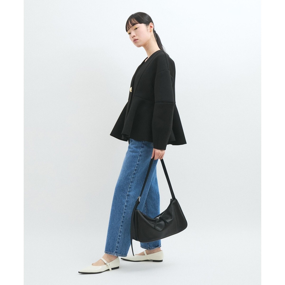 サステナブル】スプリットレザーミドルショルダーバッグ