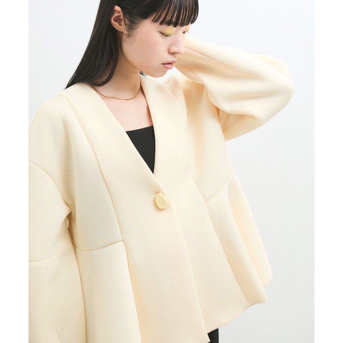 アダムエロペ☆洗えるエッグブローチ付きペプラムカーディガン 定価　17930円 ADAM ET ROPÉ FEMME(アダム エ ロペ ファム) / 【洗える】エッグ
