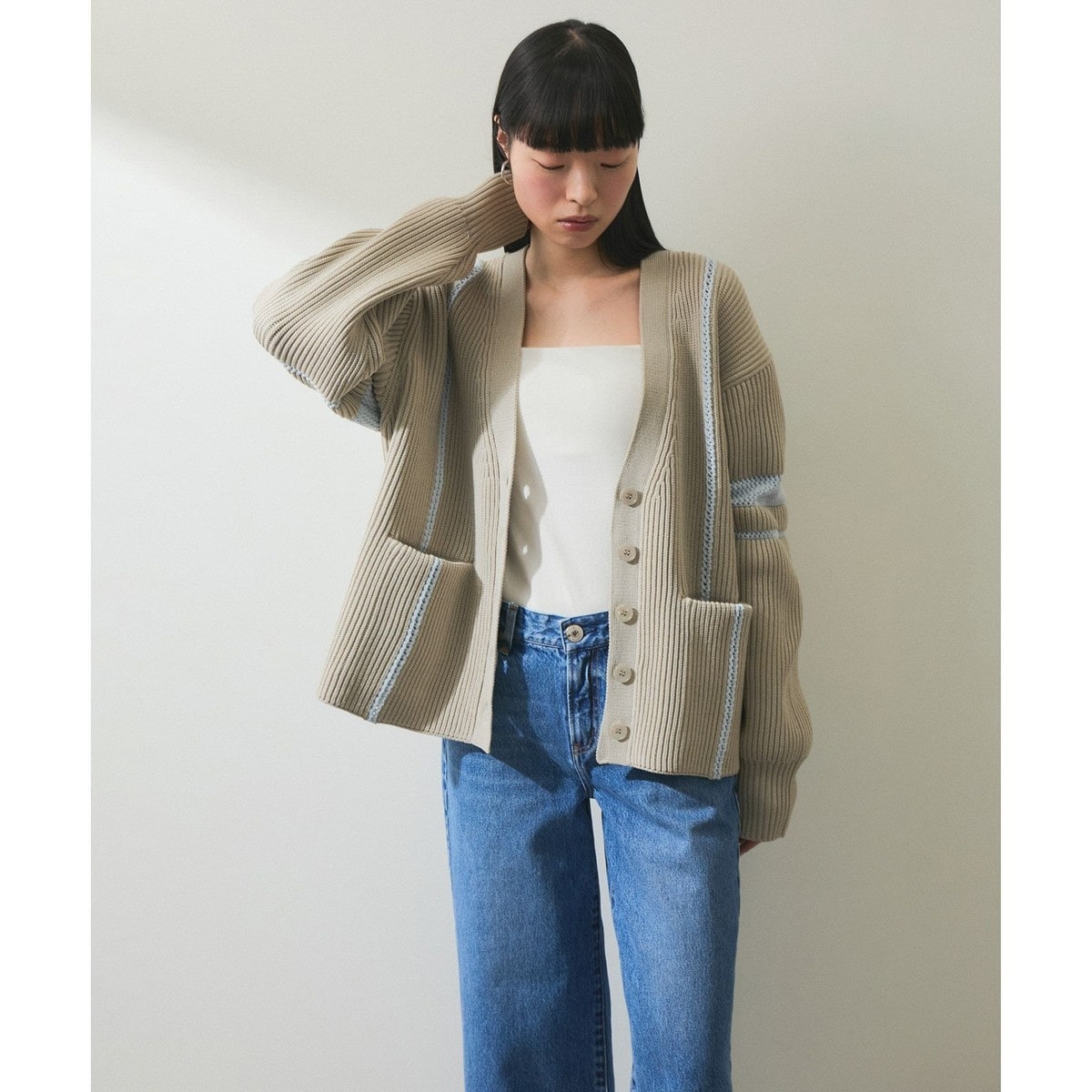 ADAM ET ROPE'（アダムエロペ）【洗える】ポロニットカーディガン ADAM ET ROPÉ FEMME(アダム エ ロペ ファム) / 【WEB限定