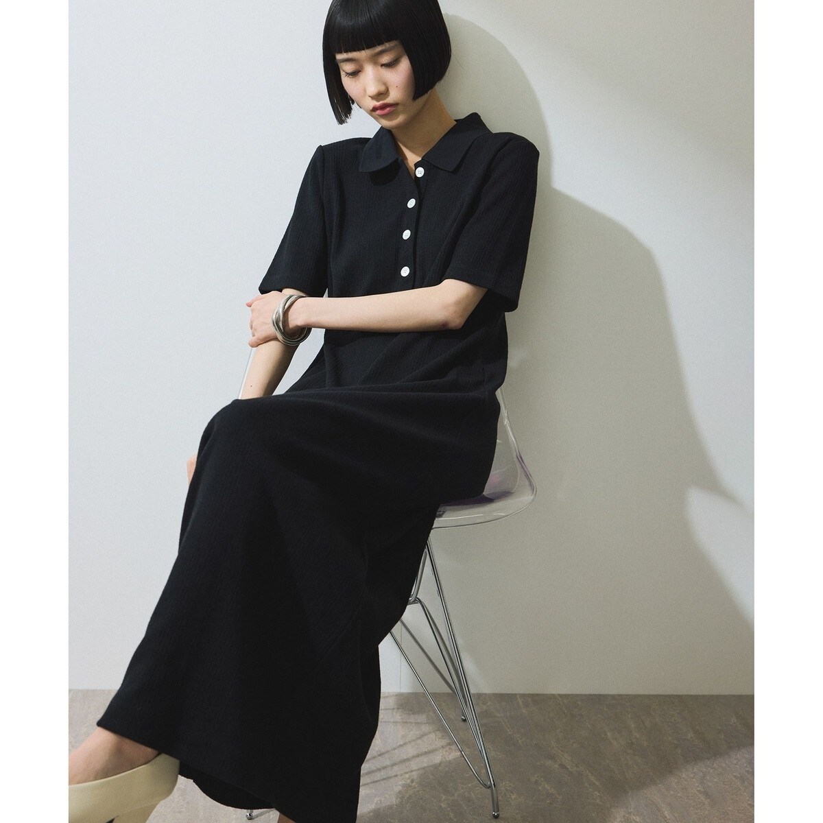 【新品タグ付き】SLOBE IENA petite Vネック フレアワンピース WEB・一部店舗限定》petite Vネック フレアワンピース