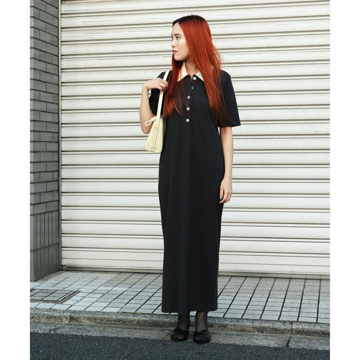 25SS♡アダムエロペ WEB限定 ハーフスリーブポロシャツワンピース ニット WEB限定】ハーフスリーブポロシャツワンピース | アダムエロペ