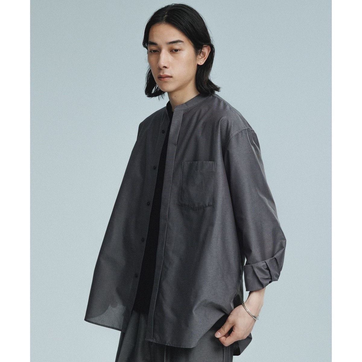ACT/アクト】超軽量 オーバーサイズ シアー バンドカラーシャツ / 速乾