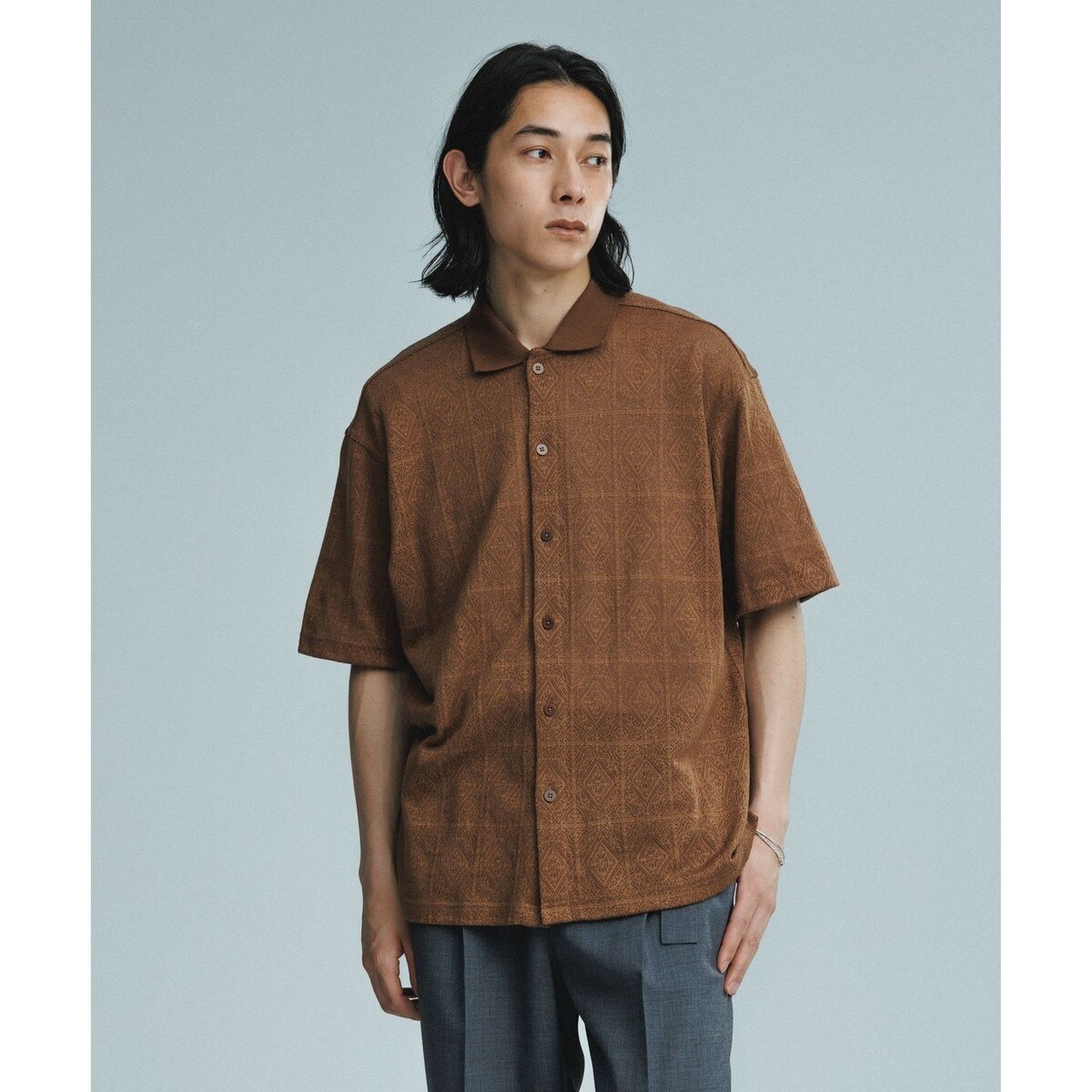 LACOSTE スリムフィット ブリーザブルピケ レタードネック