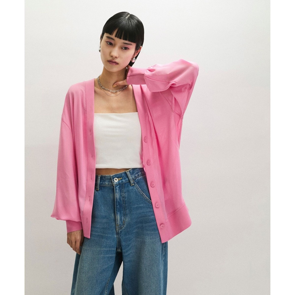 アダムエロペ　新品　【接触冷感】ハイツイストボイルカーディガン　ブラック ADAM ET ROPÉ FEMME(アダム エ ロペ ファム) / 【接触冷感】ハイ