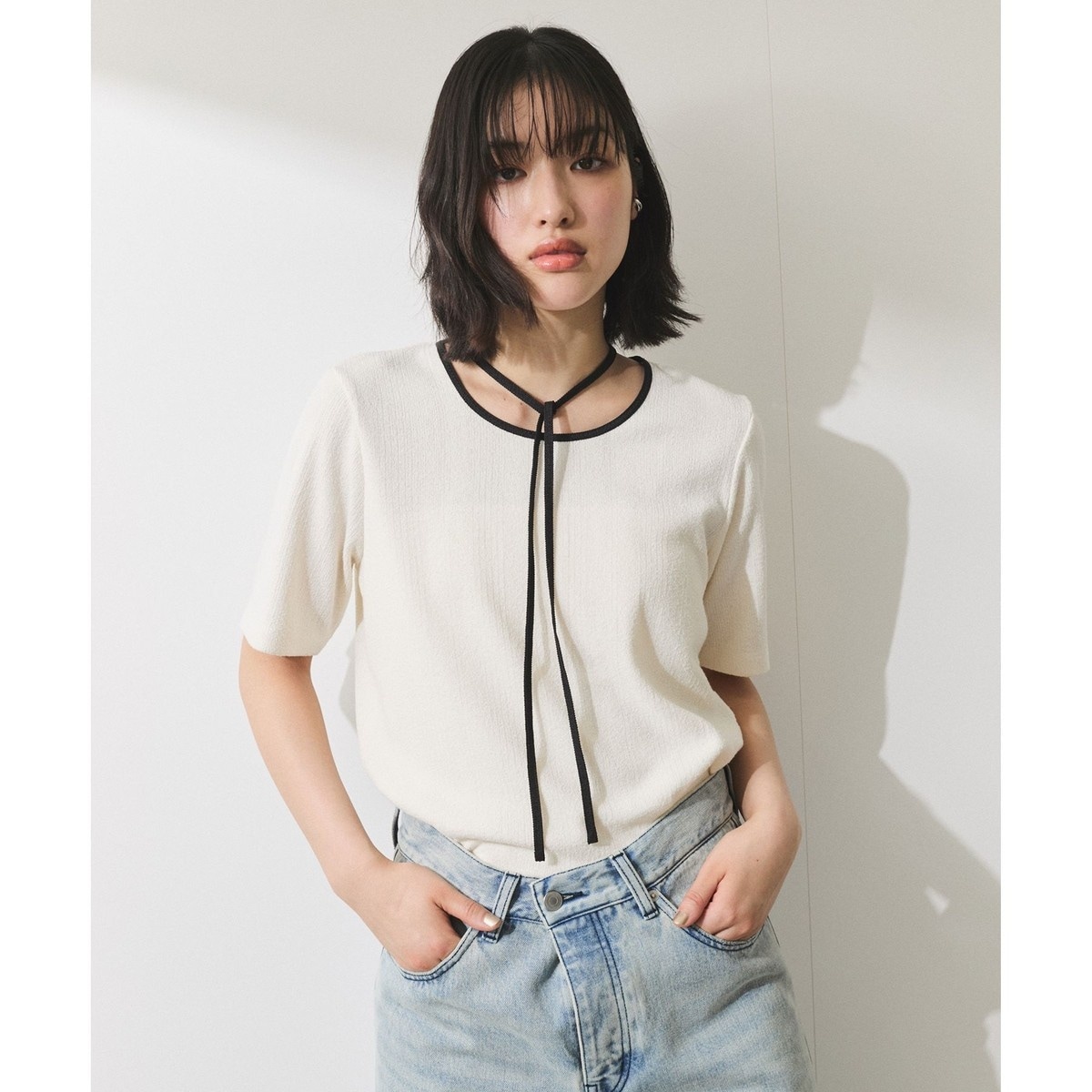 【洗える】クロップドフォルムT S/S tシャツ 洗える】クロップドフォルムT S/S | アダムエロペ(ADAM ET ROPE