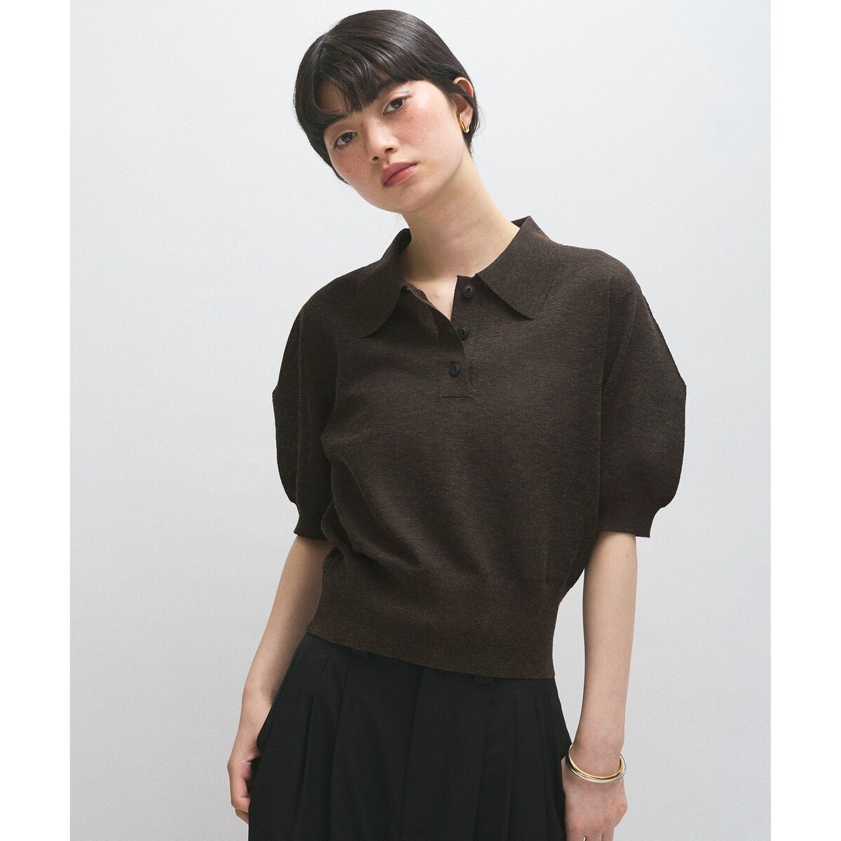 ADAM ET ROPE' アダムエロペ ラミーニットポロシャツ ADAM ET ROPÉ FEMME(アダム エ ロペ ファム) / ラミーニット