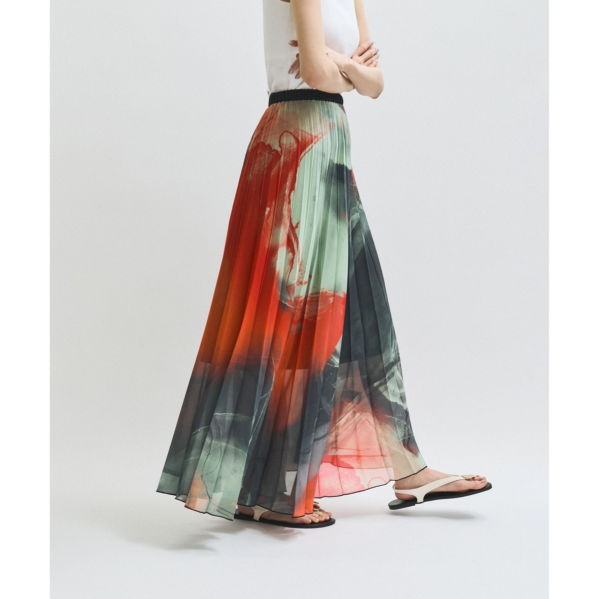 ADAM ET ROPE' ブラッシュプリントプリーツスカート ブラッシュプリントプリーツスカート | アダムエロペ(ADAM ET