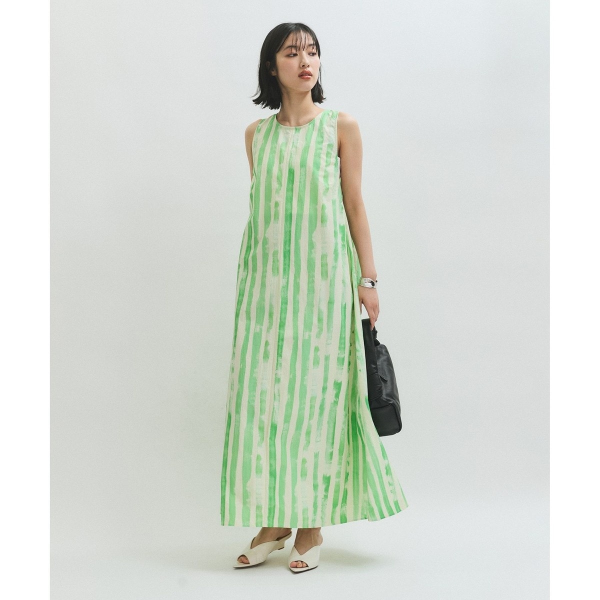 Spick and Span オープンカラーベルト付きフレアワンピース
