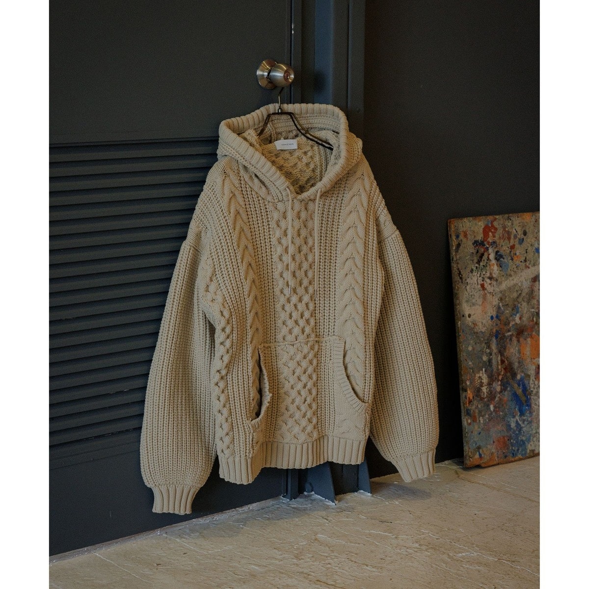 エクアド ニット ウール パーカー ホワイト ブラウン【L〜XL】 XLARGE（エクストラ ラージ） パーカー STANDARD LOGO ZIP HOODED