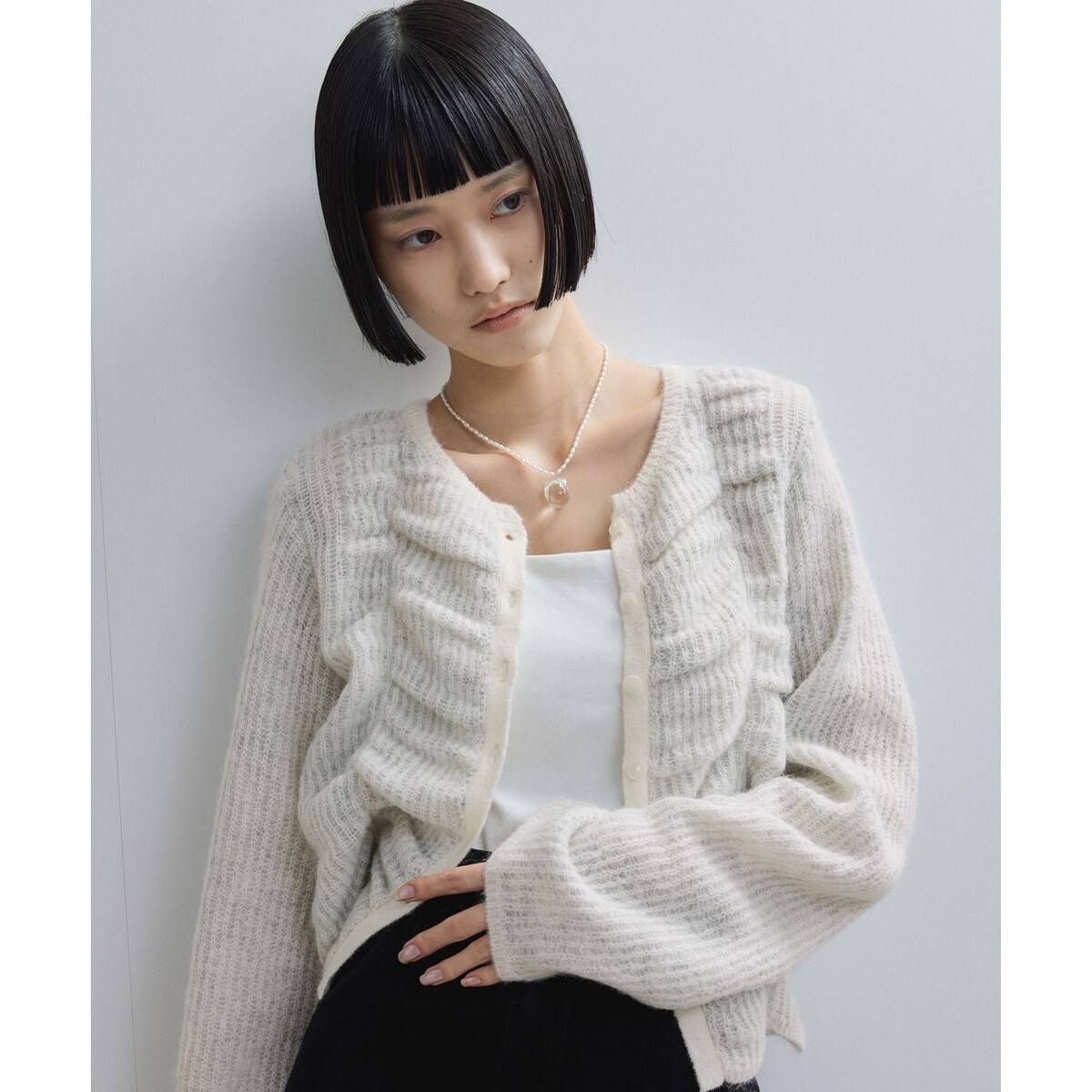 WEB限定】ダブルモヘアシャーリングカーディガン | アダムエロペ(ADAM