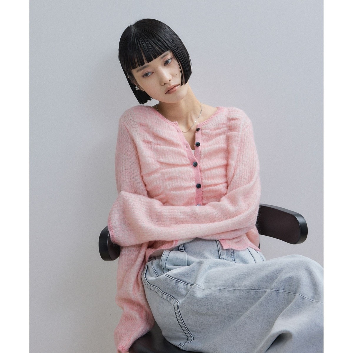 WEB限定】ダブルモヘアシャーリングカーディガン | アダムエロペ(ADAM