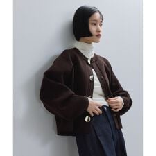 アダムエロペ(ADAM ET ROPE')の【WEB限定】・【サステナブル】セレクトネックウェーブボタンカーディガン