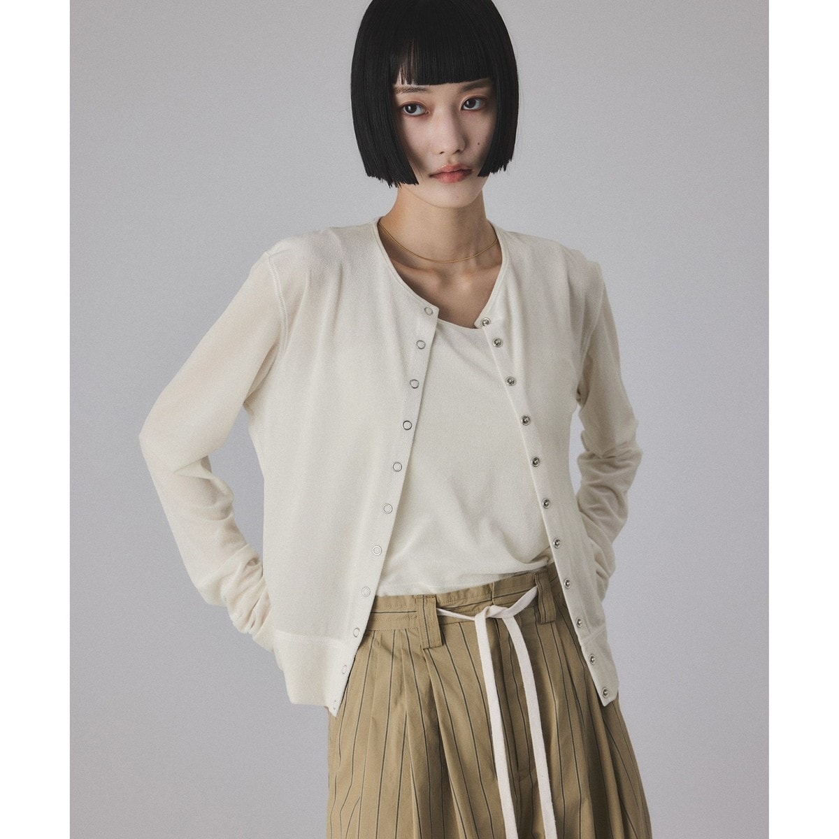 IENA テープヤーン 2WAYカシュクールカーディガン　ホワイト Amazon.co.jp: IENAイエナテープヤーン 2WAYカシュクール