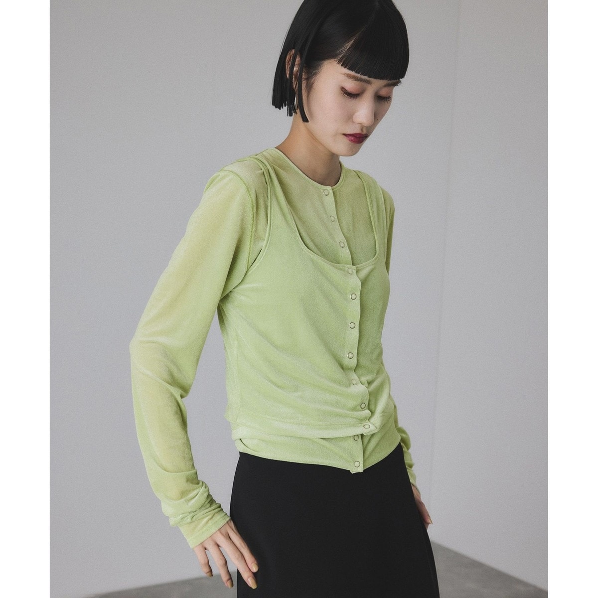 マルチWAYシアートリコットベロアカーディガン | アダムエロペ(ADAM ET