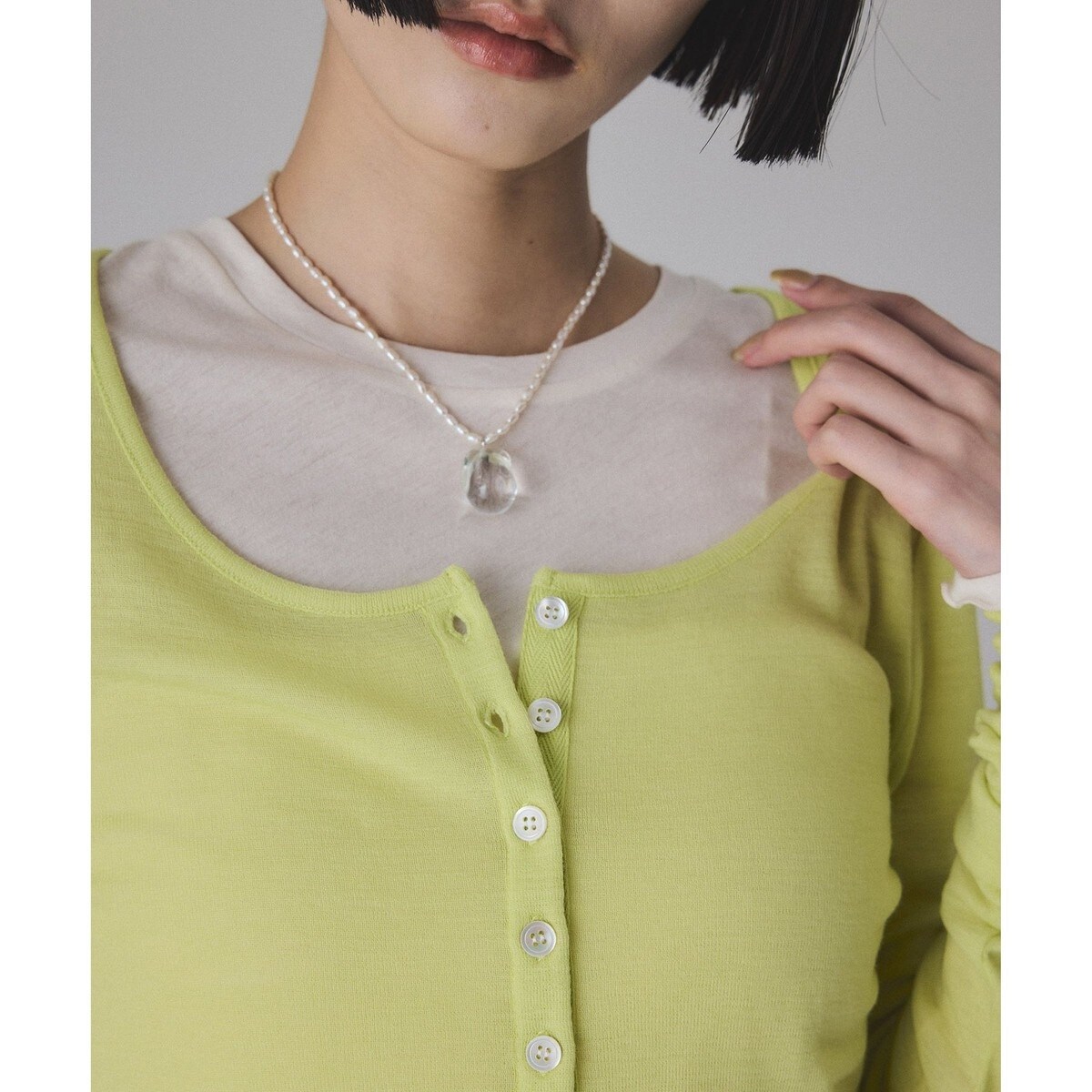 ヘンリーネックカットオフウールプルオーバー | アダムエロペ(ADAM ET