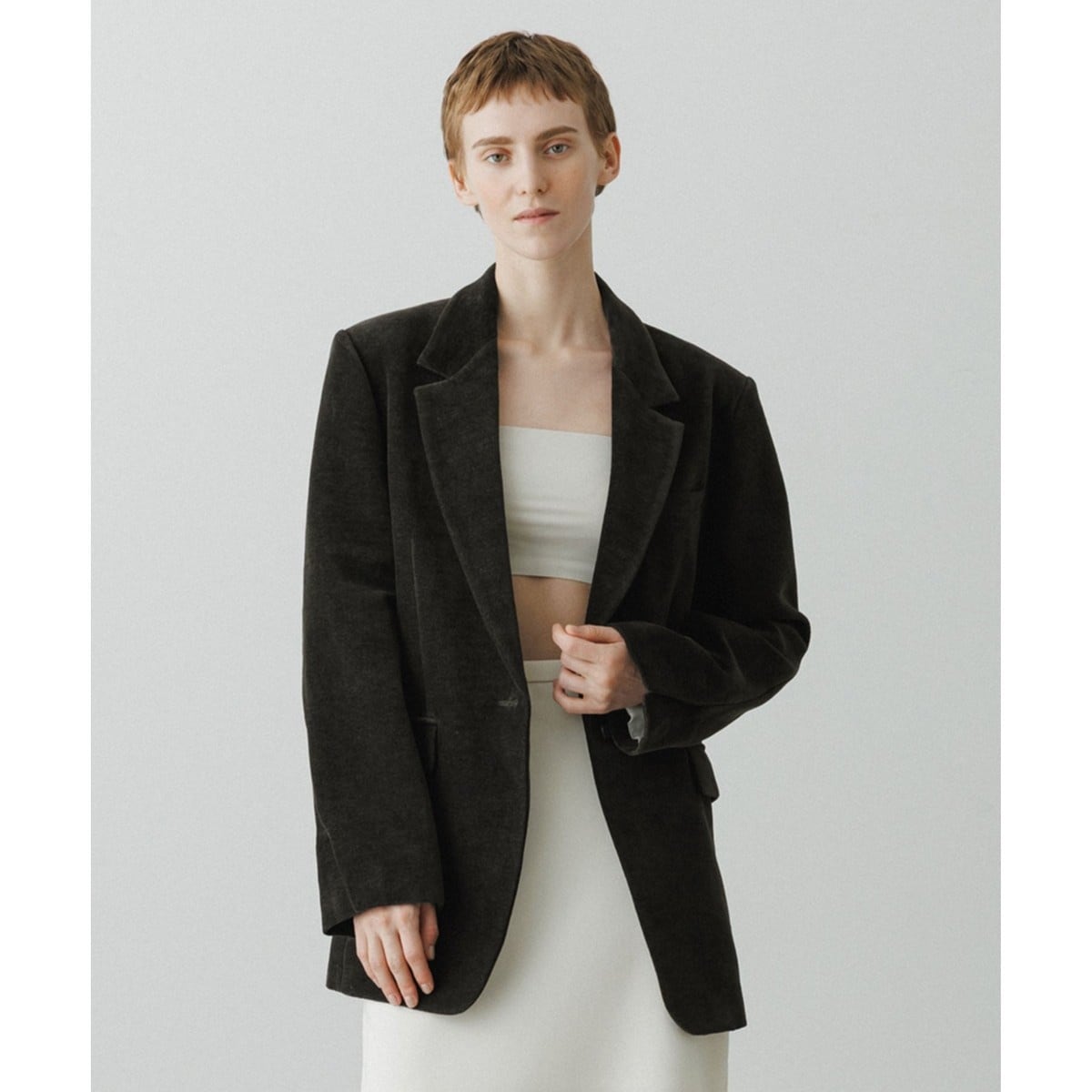 ADAM ET ROPE　サックスブルー フード付 コート ADAM ET ROPEサックスブルー フード付 コート