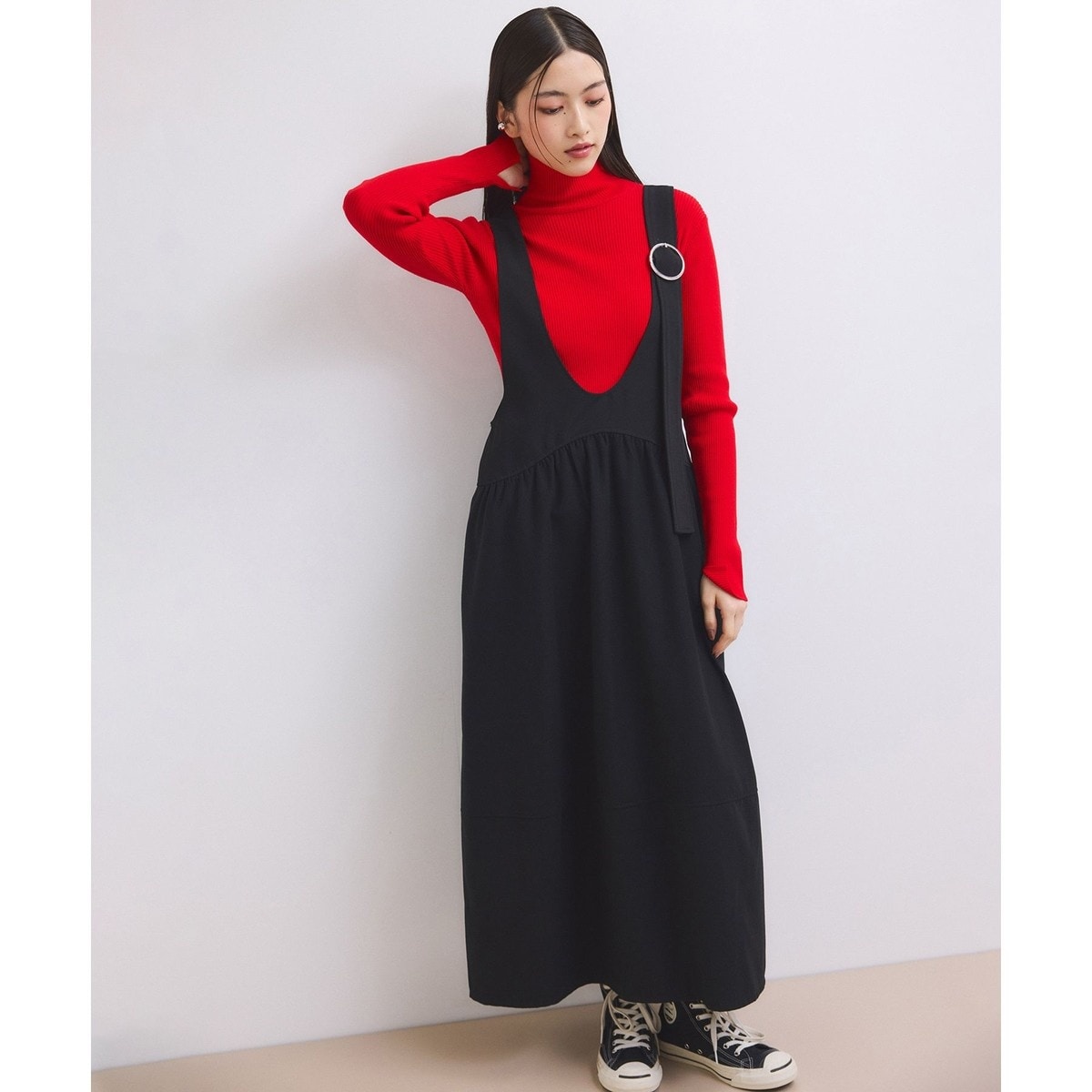 極美品 ラコステ 完売品 異素材切り替え コンビネーションマテリアルポロドレス 異素材切り替え コンビネーションマテリアルポロドレス フレア