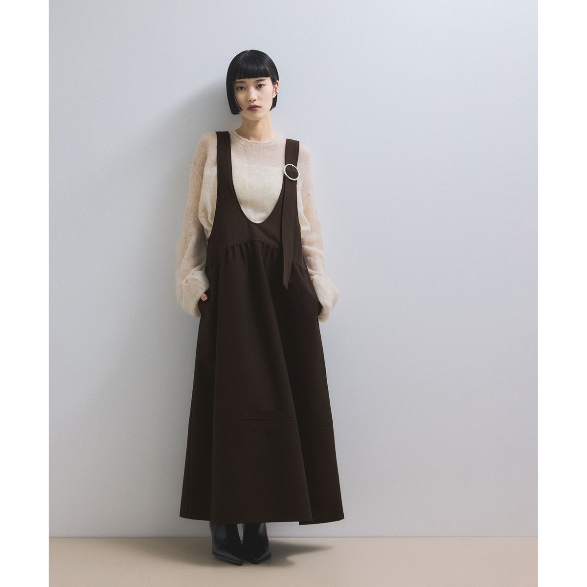 ADAM ET ROPE' FEMME ディープネックAラインワンピース ADAM ET ROPÉ FEMME(アダム エ ロペ ファム) / 【WEB限定